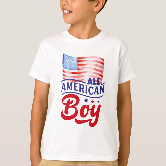 Röda vita och blå flagga All American Boy T-Shirt (Framsida)