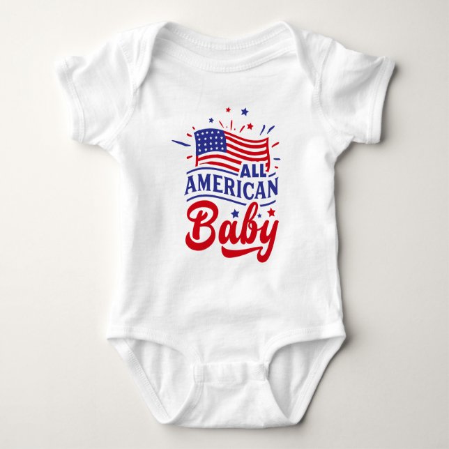 Röda vita och blå Flagga-amerikanska Baby-kostymer T Shirt (Framsida)