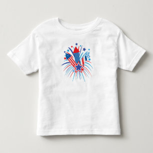 Röda, vita och blå fyrverkerier, 4:e juli t shirt