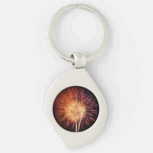 Röda, vita och blå fyrverkerier I Patriotiska Swirl Silverfärgad Nyckelring