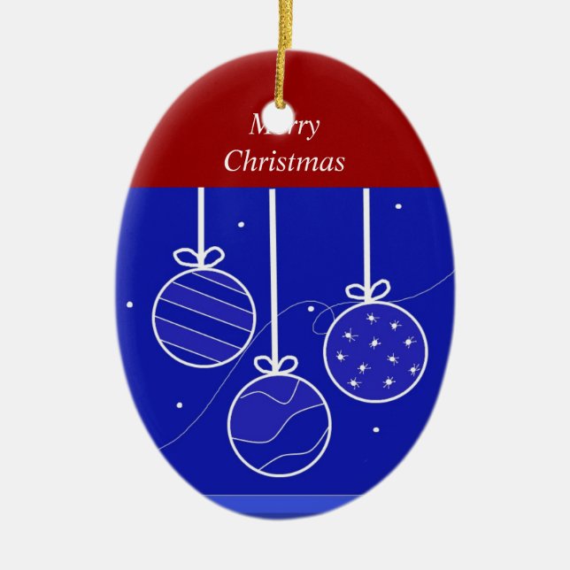 Röda, vita och blå juldekorationer (Framsidan)