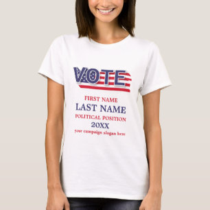 Röda vita och blå politiska Kampanj-Anpassningsbar T Shirt