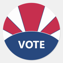 Röda vita och blå solsprängningar runt klistermärke