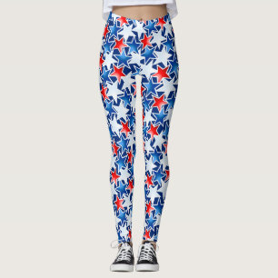 Röda vita och blå stjärnor leggings