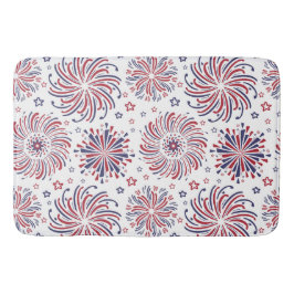 Röda vita och blå stjärnor och Fireworks Badrumsmatta