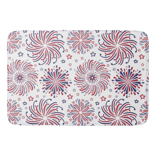 Röda vita och blå stjärnor och Fireworks Badrumsmatta (Framsidan)