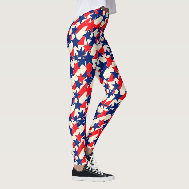 Röda, vita och blå stjärnor och ränder leggings (Höger)