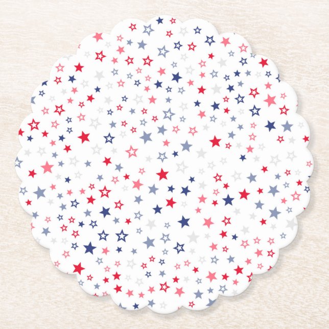Röda, vita och blå stjärnor Pappra Tallrikar Underlägg Papper (Framsida)