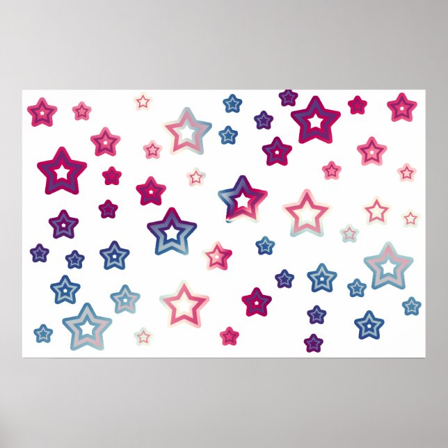 Röda vita och blå stjärnor Poster (Framsidan)