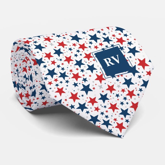 Röda vita och blå stjärnor slips (Rullad)