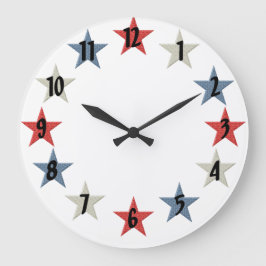 Röda vita och blå stjärnor stor klocka
