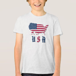 Röda, vita och blå "USA", amerikanska Karta och Fl T Shirt