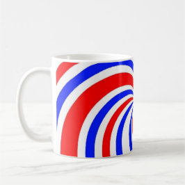 Röda, vita och blå virvlar kaffemugg