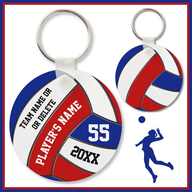 Röda vita och blå Volleyball-nyckelkedjor, din tex Nyckelring (Cheap volleyball souvenirs. Red, White and Blue, Volleyball Team Gift Ideas. Volleyball Keychains.)