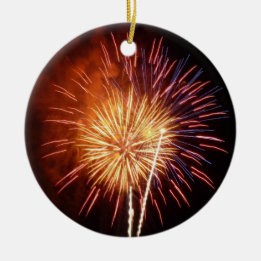 Röda, vita och blåa fyrverkerier I Patriotiska Julgransprydnad Keramik