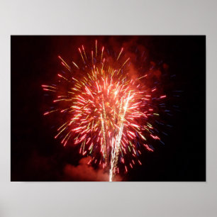 Röda, vita och blåa fyrverkerier II Patriotiska Poster