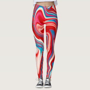 Röda vita och blåa Paint Pouring Leggings
