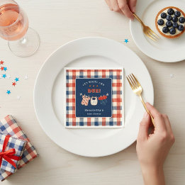 Röda Vita och Kommer Snart Baby Shower Servetter