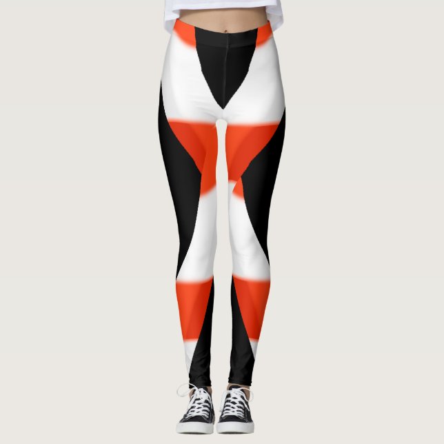 Röda, vita och svarta skinn leggings (Framsida)