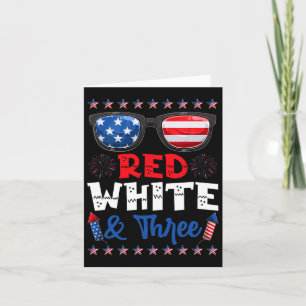 Röda vita och tre tredje födelsedagen amerikanska  kort