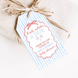 Röda Vita Och Väntande Baby Shower Favorit Taggar Presentetikett