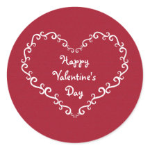 Röda & Vita Ornamentala Hjärtan Valentine-dekaler