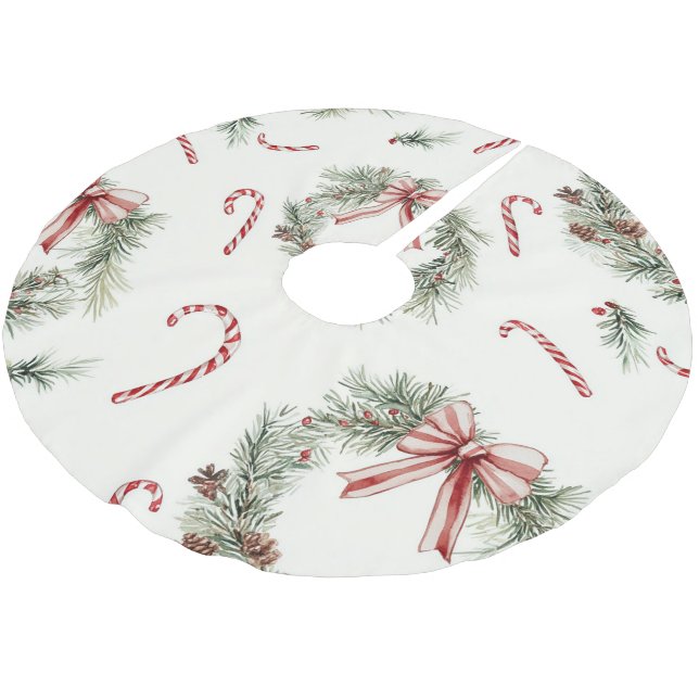 Röda Vita Pepparkaksstavar Julkransar Julgransmatta Borstad Polyester (Vinklad)