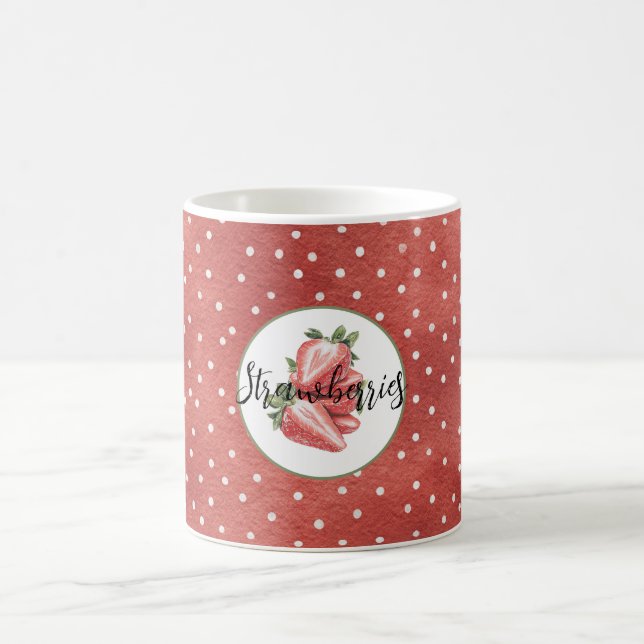 Röda Vita Prickar Jordgubbar Frukt   Kaffemugg (Center)