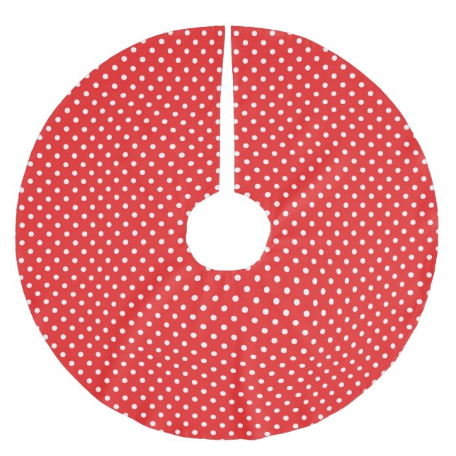 Röda & Vita Prickar - Julgranstav Julgransmatta Borstad Polyester (Framsidan)