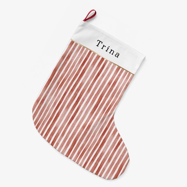 Röda vita ränder jul stor julstrumpa (Framsidan (Hängande))
