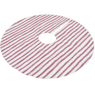 Röda vita ränder julgransmatta borstad polyester