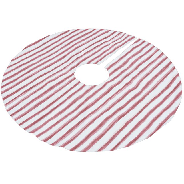 Röda vita ränder julgransmatta borstad polyester (Vinklad)