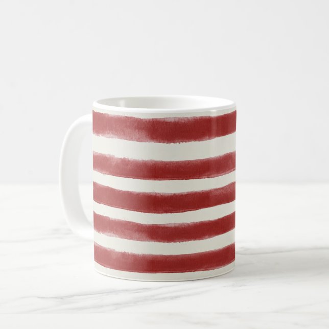 Röda vita ränder kaffemugg (Framsida vänster)