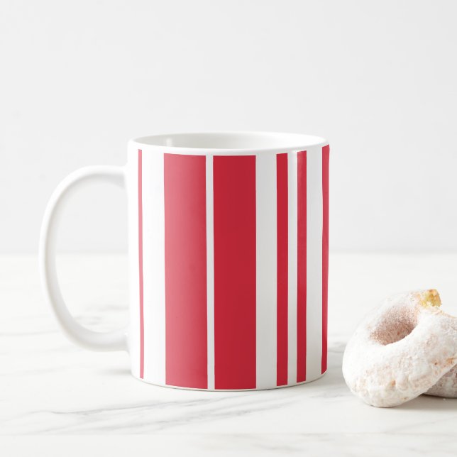 Röda vita ränder Kustnära Havsstrand  Kaffemugg (Med munk)