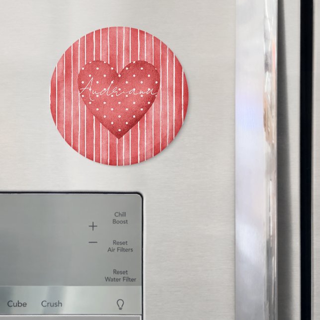 Röda Vita Ränder Prickar Hjärtan Magnet (In Situ (Fridge))