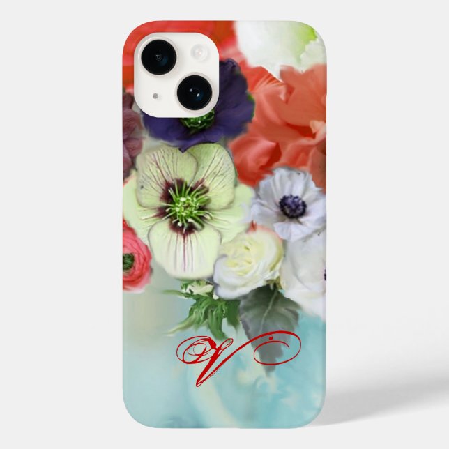 RÖDA VITA ROSOR OCH ANEMONEBLOMMOR MONOGRAM (Baksida)