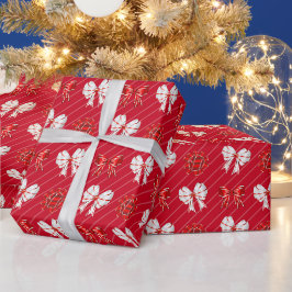 Röda Vita Slingor Jul Helgdag Presentpapper