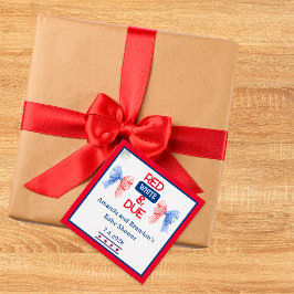 Röda vita små babyskor juli 4:e favorittaggar gåvor etiketter