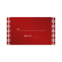 Röda vita snöflingor Bröllopskort