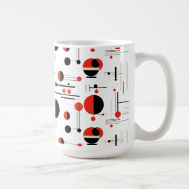 Röda vita svarta Bauhaus-geometriska former mönste Kaffemugg