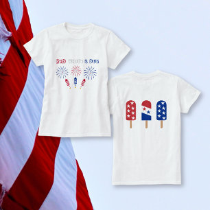 Röda vita täckare 4:e juli-babydusch t shirt