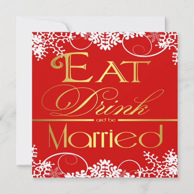 Röda vitets- och Guld-inbjudningar till bröllopsmö Inbjudningar (Framsida)
