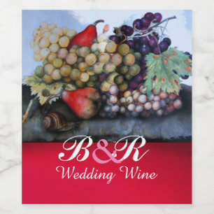 RÖDA VITGRAPOR, GRAPEVINER, PEARS, Bröllop Vinflaska Etikett