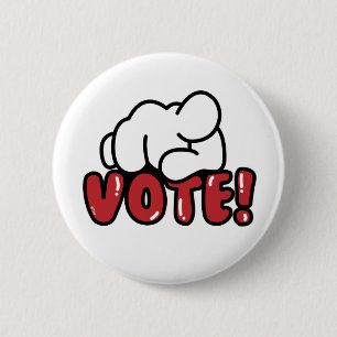 Röda VOTE knäppas Knapp