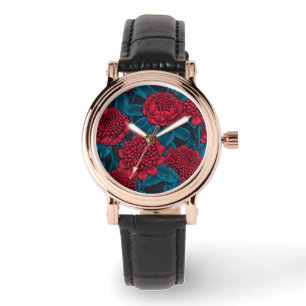 Röda waratah-blommor armbandsur