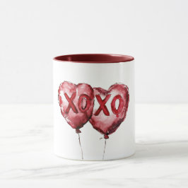 Röda XOXO hjärtballonger kärlek Alla hjärtans dag Mugg