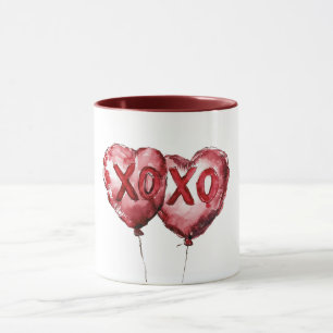 Röda XOXO hjärtballonger kärlek Alla hjärtans dag Mugg