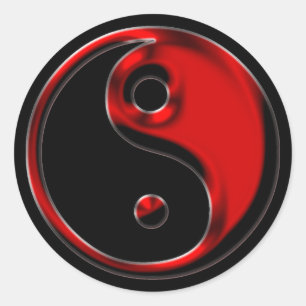 Röda Yin Yang Runt Klistermärke