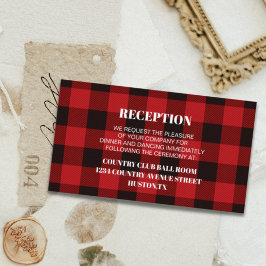 Rödad buffelplaid, rustik vinterbröllopsriktning tilläggskort