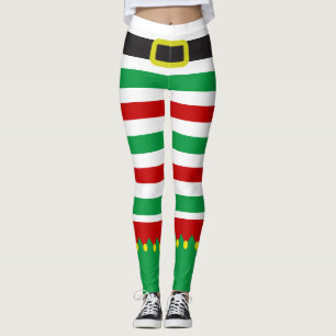 Rödad Elf-Grönt Röd julafton Novelty Leggings